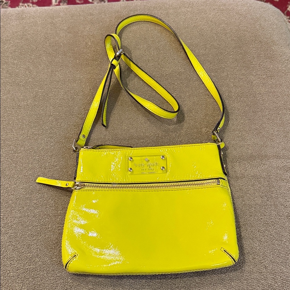 Kate Spade Yellow Patent Leather Crossbody Bag Purse (TD)